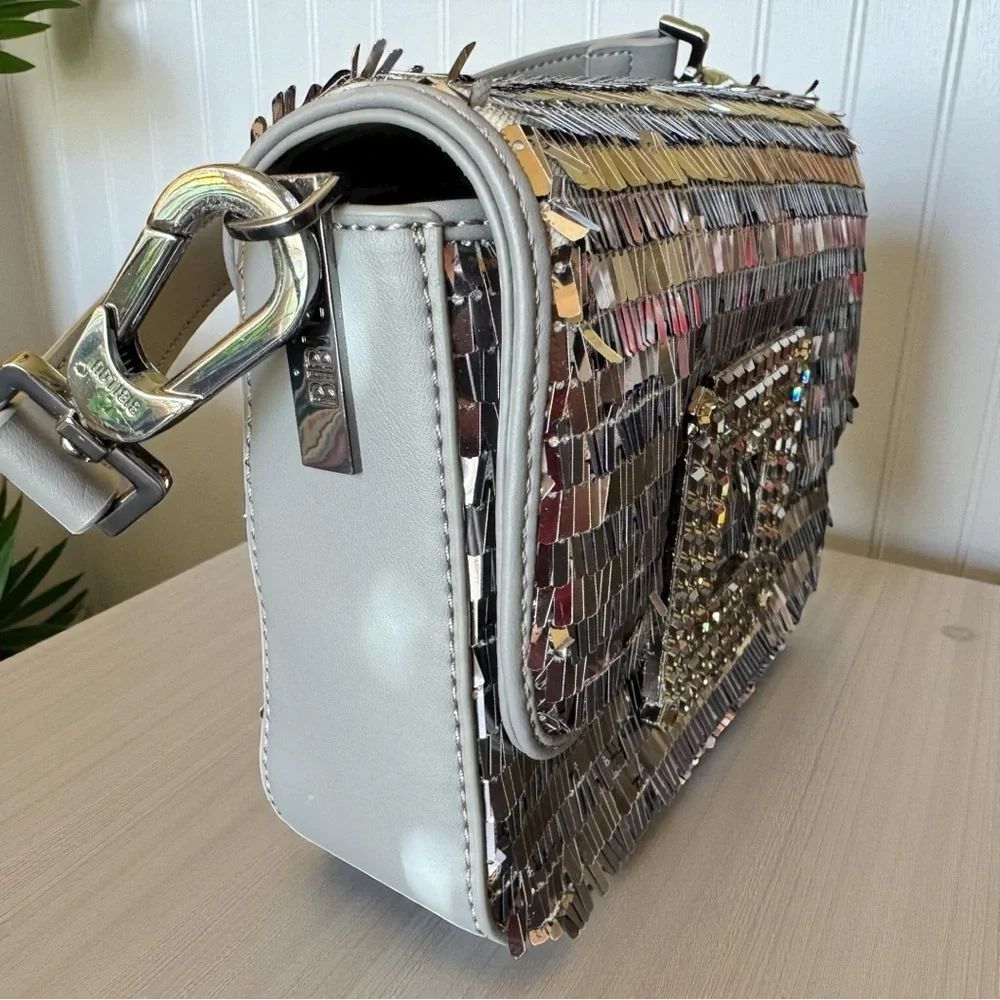 BIBI LOU Anthropologie Silver & Black Sequin Shoulder Bag